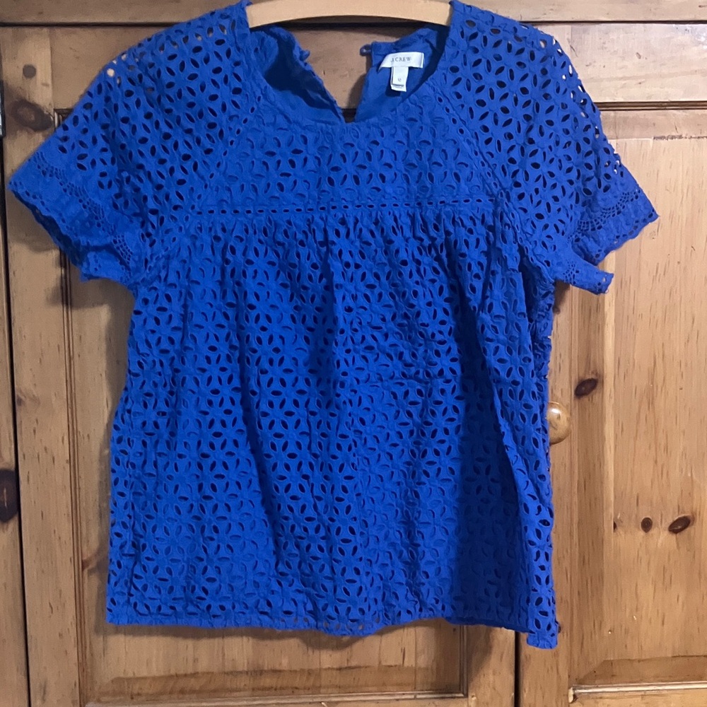 J. Crew Royal Blue Eyelet Blouse